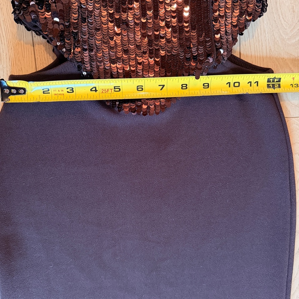 Zara sequin embellished brown Strapless cut out modern fit midi Dress size small - Picture 15 of 16